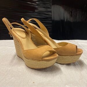 Zara Tan Suede Espadrille Wedge Ankle Strap Sandals | Size 39